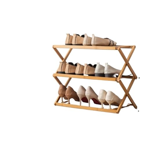 GIYXHU Schuhregal, mehrschichtiges einfaches Aufbewahrungsregal for die Tür des Wohnheims, installationsfreier, zusammenklappbarer Schuhschrank aus Holz(3 Layers A 50cm) von GIYXHU