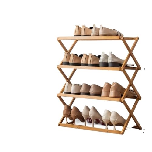 GIYXHU Schuhregal, mehrschichtiges einfaches Aufbewahrungsregal for die Tür des Wohnheims, installationsfreier, zusammenklappbarer Schuhschrank aus Holz(4 Layers A 50cm) von GIYXHU