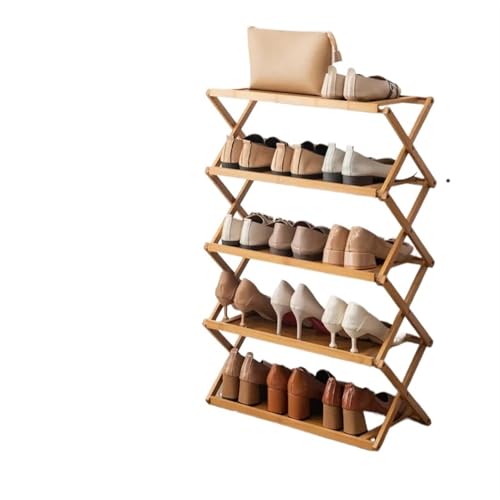 GIYXHU Schuhregal, mehrschichtiges einfaches Aufbewahrungsregal for die Tür des Wohnheims, installationsfreier, zusammenklappbarer Schuhschrank aus Holz(5 Layers A 50cm) von GIYXHU