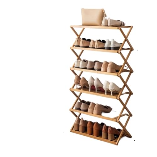GIYXHU Schuhregal, mehrschichtiges einfaches Aufbewahrungsregal for die Tür des Wohnheims, installationsfreier, zusammenklappbarer Schuhschrank aus Holz(6 Layers A 50cm) von GIYXHU