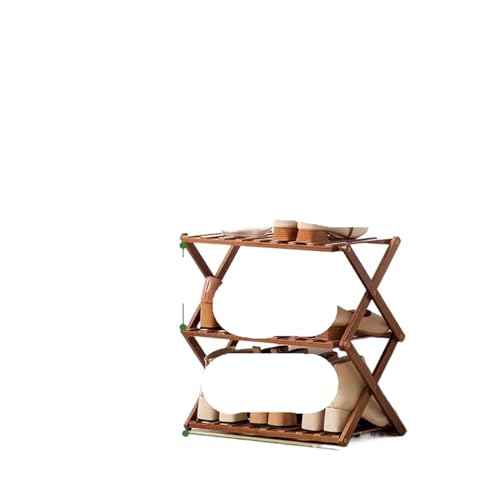 GIYXHU Schuhregal aus Holz(3 Layer 50cm Dark Brown) von GIYXHU