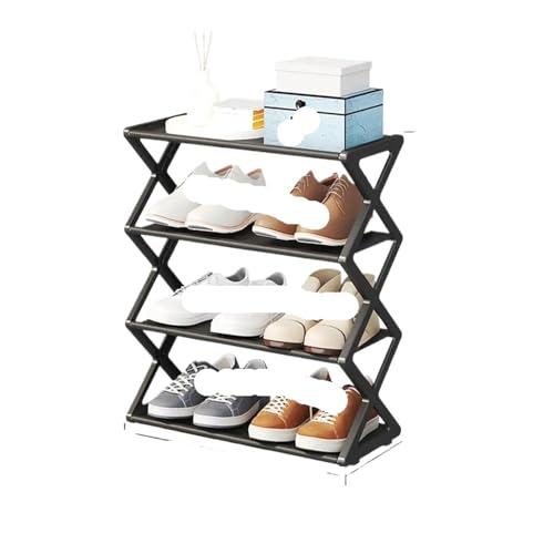GIYXHU Tragbares, X-förmiges Schuhregal, mehrstufiger Aufbewahrungsorganisator for Sneakers, Organizer-Schränke, zusammenklappbarer, zusammengebauter Schuhschrank(Black) von GIYXHU