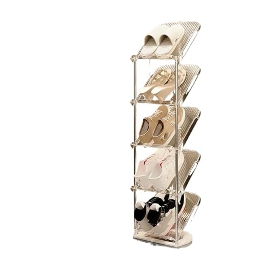 GIYXHU Transparentes Schuhregal, stabiles, stapelbares, mehrschichtiges, Zeitschriftenständer, Heimschuh-Organizer-Aufbewahrung(5 Layers) von GIYXHU