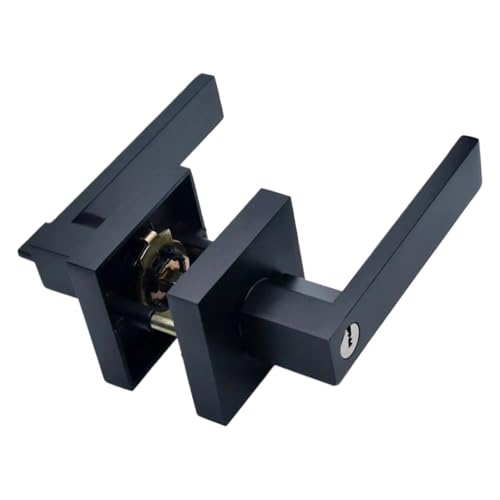 GIYXHU Türgriff Door Handle Door Handle with Lock Square Channel Privacy Mask Interior Bedroom Room Bathroom Three-Bar Spherical Lock(Black) von GIYXHU