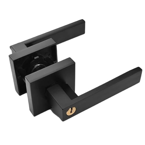GIYXHU Türgriff Door Handle Lock for Interior Doors with Lock Cylinder Heavy Duty Wooden Door Lock Aluminum Alloy Handle Lock Hardware(Black) von GIYXHU