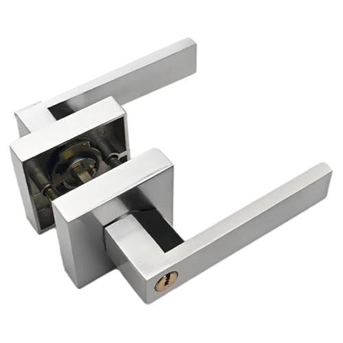 GIYXHU Türgriff Door Handle Lock for Interior Doors with Lock Cylinder Heavy Duty Wooden Door Lock Aluminum Alloy Handle Lock Hardware(Sliver) von GIYXHU