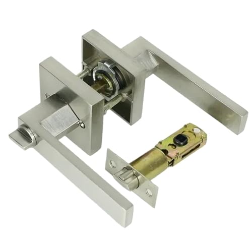 GIYXHU Türgriff Simple Aluminum Alloy Heavy-Duty Square Door Handle with Lock Indoor Door Room Door Door Handle with Lock(Silvery) von GIYXHU