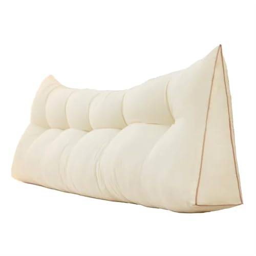 GIYXHU Weiche Lordosenstütze Keil Schlafen Kopfteil Kissen Dreieck Kissen Lesen Große Bolster Rückenlehne Kissen for Bett Kopfteil(Beige,120x45x15cm) von GIYXHU