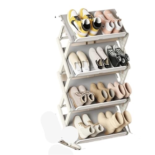GIYXHU X-förmiges Schuhregal, faltbar, teleskopisch, integrierte Schuhe, 3/4-lagiges Regal, platzsparend, einfaches, multifunktionales, schmales(4 Layers) von GIYXHU