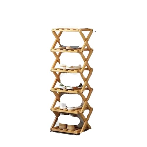GIYXHU Zusammenklappbares Schuhregal, mehrschichtiger, schmaler, platzsparender Aufbewahrungsorganisator, Keine Installation erforderlich, for kleine Räume(Brown) von GIYXHU