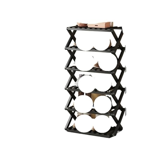 GIYXHU Zusammenklappbares Schuhregal, mehrstöckiges for den Eingangsbereich, Balkon, Regale for Topfpflanzen, einfache Montage, aus Holz(6 Layers 50CM Black) von GIYXHU