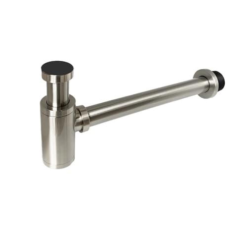 Gebürstetes Nickel Badezimmer Becken Flasche Siphon Abfluss Moderne Waschbecken Pop Up Filter Stopper Set(Nickle Trap only) von GIYXHU