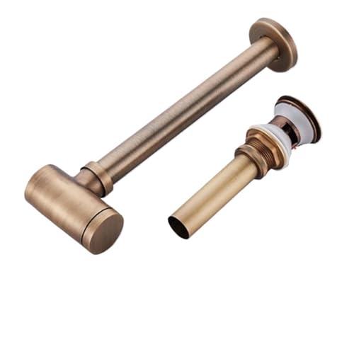 Runder Flaschen-P-Siphon aus Messing for Badezimmer, verstellbarer Waschbecken-Abfluss-P-Siphon-Kit mit Pop-Up-Abfluss(With Overflow Drain) von GIYXHU