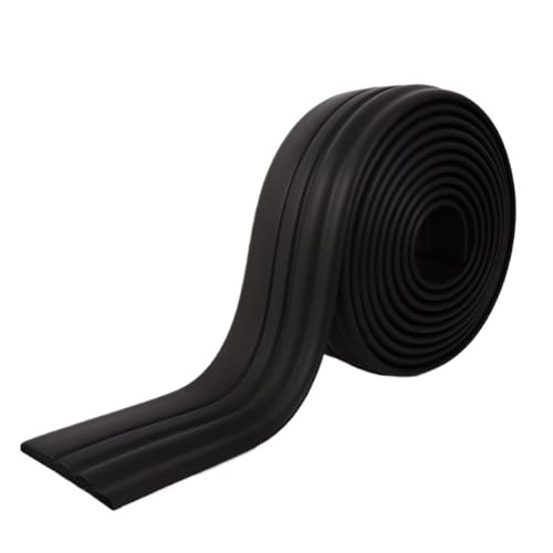 Sockelleistenverkleidung 12,5x500cm 3D Selbstklebende Schaumlinie Sockelleiste Wandkantenstreifen Wasserdichte Fußleiste Ecke Taille Linie Aufkleber Wandaufkleber Trim(Black 98mm*5m) von GIYXHU
