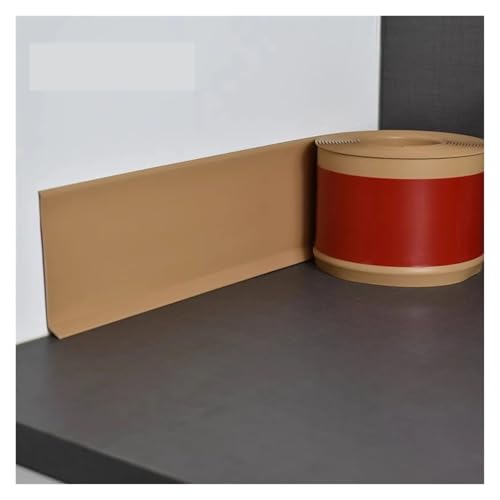 Sockelleistenverkleidung 2 Stück 1 m Vinyl-Wandsockel-Fußleisten-Zierleiste, flexible, selbstklebende Wandsockel-Zierleiste aus Gummi, Design for Abziehen und Aufkleben(Light brown) von GIYXHU