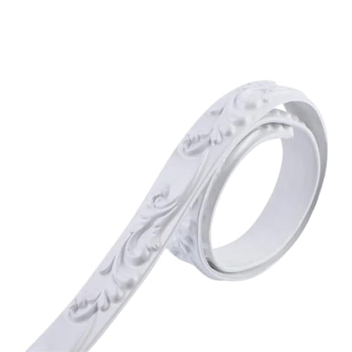 Sockelleistenverkleidung 2 Stück 3D-PVC-selbstklebende dekorative weiche Linie Baseboard Deckenverkleidungslinie Hintergrundwandformlinie 3D-Wandaufkleber Home Decor(White) von GIYXHU