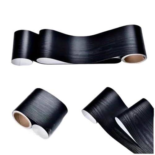 Sockelleistenverkleidung 2 Stück 5 m x 10 cm selbstklebende Sockellinie, Heimdekoration, Fensterbank, Wohnzimmer, Bodenfliesenaufkleber, wasserdichte Ecktapete(Ebony) von GIYXHU