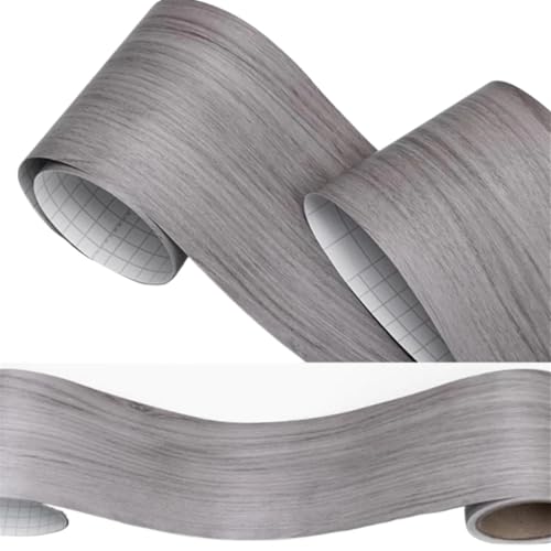 Sockelleistenverkleidung 2 Stück 5 m x 10 cm selbstklebende Sockellinie, Heimdekoration, Fensterbank, Wohnzimmer, Bodenfliesenaufkleber, wasserdichte Ecktapete(Grey walnut wood) von GIYXHU
