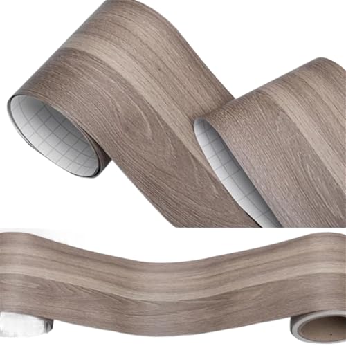 Sockelleistenverkleidung 2 Stück 5 m x 10 cm selbstklebende Sockellinie, Heimdekoration, Fensterbank, Wohnzimmer, Bodenfliesenaufkleber, wasserdichte Ecktapete(Light walnut) von GIYXHU
