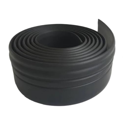 Sockelleistenverkleidung 2 Stück PVC selbstklebende wasserdichte Wandaufkleber 3D-Sockellinie Wohnzimmer Küche Fußleiste Dekoration Antikollision(Black 8cm wide) von GIYXHU