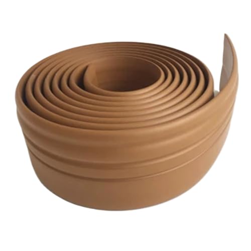 Sockelleistenverkleidung 2 Stück PVC selbstklebende wasserdichte Wandaufkleber 3D-Sockellinie Wohnzimmer Küche Fußleiste Dekoration Antikollision(Brown 6cm wide) von GIYXHU