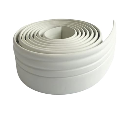 Sockelleistenverkleidung 2 Stück PVC selbstklebende wasserdichte Wandaufkleber 3D-Sockellinie Wohnzimmer Küche Fußleiste Dekoration Antikollision(White 12cm wide) von GIYXHU