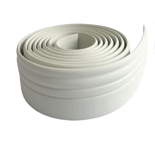 Sockelleistenverkleidung 2 Stück PVC selbstklebende wasserdichte Wandaufkleber 3D-Sockellinie Wohnzimmer Küche Fußleiste Dekoration Antikollision(White 6cm wide) von GIYXHU