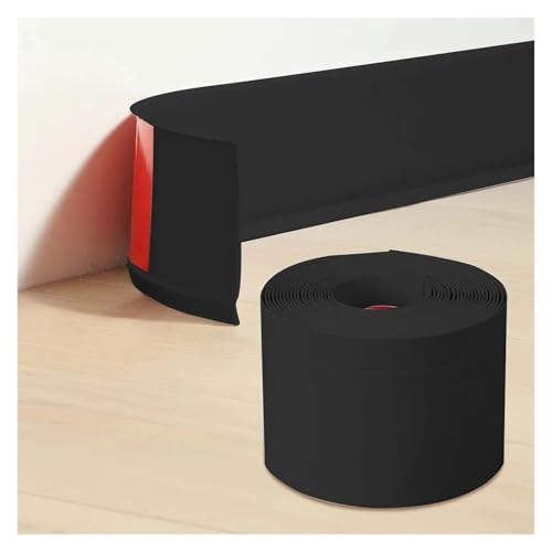 Sockelleistenverkleidung 2 Stück flexible Fußleistenleisten, 4 Zoll selbstklebende Vinyl-Wandbasis, abziehbare und aufklebbare Hohlraumbasis, Gummi-Wandbasis(Black) von GIYXHU