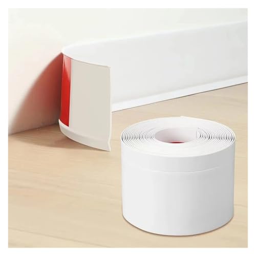 Sockelleistenverkleidung 2 Stück flexible Fußleistenleisten, 4 Zoll selbstklebende Vinyl-Wandbasis, abziehbare und aufklebbare Hohlraumbasis, Gummi-Wandbasis(White) von GIYXHU