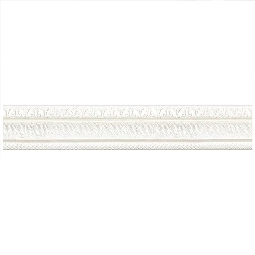 Sockelleistenverkleidung 2 Stück selbstklebende, flexible Schaumstoff-Formleisten, 3D-klebrige, dekorative Wandverkleidungslinien, Sockelleiste, Tapetenbordüre, Wandaufkleber(White) von GIYXHU
