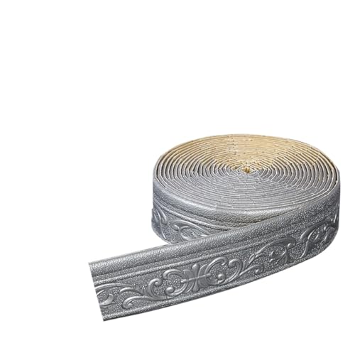 Sockelleistenverkleidung 2PCS 10m 3D Wand Trim Linie Sockel Bordüre Selbstklebende Wasserdichte Baseboard Tapete Aufkleber for Hause wand Rand Streifen Band(Silver grey) von GIYXHU