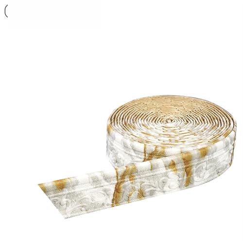 Sockelleistenverkleidung 2PCS 10m 3D Wand Trim Linie Sockel Bordüre Selbstklebende Wasserdichte Baseboard Tapete Aufkleber for Hause wand Rand Streifen Band(White golden) von GIYXHU