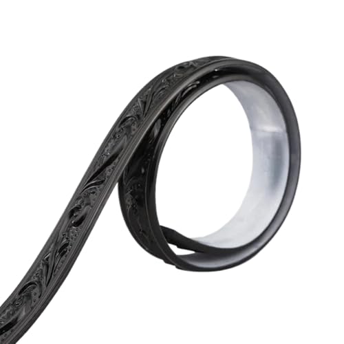 Sockelleistenverkleidung 3 Stück 3D PVC dekorative weiche Linie selbstklebende Zierlinie Decke Fußleiste Dekor Streifen Wandleiste DIY Aufkleber Tapete(Black) von GIYXHU