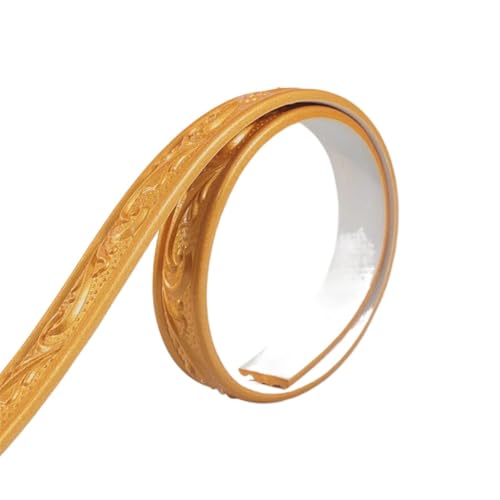 Sockelleistenverkleidung 3 Stück 3D PVC dekorative weiche Linie selbstklebende Zierlinie Decke Fußleiste Dekor Streifen Wandleiste DIY Aufkleber Tapete(Gold) von GIYXHU