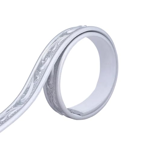 Sockelleistenverkleidung 3 Stück 3D PVC dekorative weiche Linie selbstklebende Zierlinie Decke Fußleiste Dekor Streifen Wandleiste DIY Aufkleber Tapete(Silver) von GIYXHU