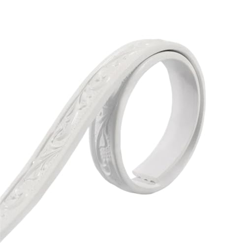 Sockelleistenverkleidung 3 Stück 3D PVC dekorative weiche Linie selbstklebende Zierlinie Decke Fußleiste Dekor Streifen Wandleiste DIY Aufkleber Tapete(White) von GIYXHU