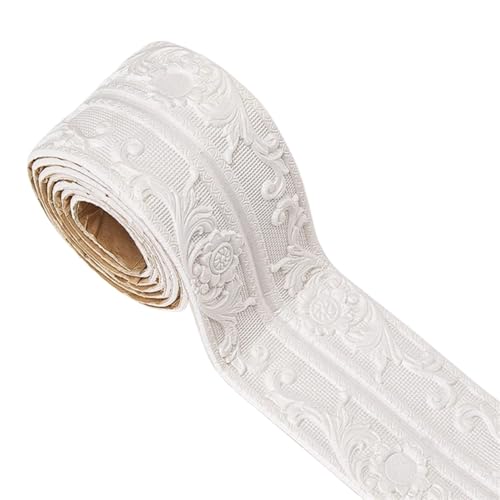 Sockelleistenverkleidung 3 Stück 3D-Wandverkleidungslinie, Sockelleiste, selbstklebende Schaumstoff-Sockelleiste, wasserdichte Fußleiste, Ecke, Taillenlinie, Aufkleber, Bordüre, Heimdekoration(White1) von GIYXHU