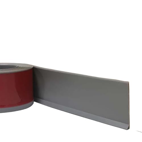 Sockelleistenverkleidung 3 Stück PVC-Sockelleiste, selbstklebende Gummi-Sockelleiste, wasserdichte Kantenabschlussleisten for den Hintergrund des Wohnzimmer-Fußleistenbodens(Grey) von GIYXHU