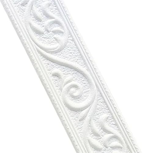 Sockelleistenverkleidung 3 stücke 3D Wand Trim Linie Sockel Bordüre Wasserdichte Rand Aufkleber Selbst-Kleber Baseboard Ecke Hause dekoration(White) von GIYXHU