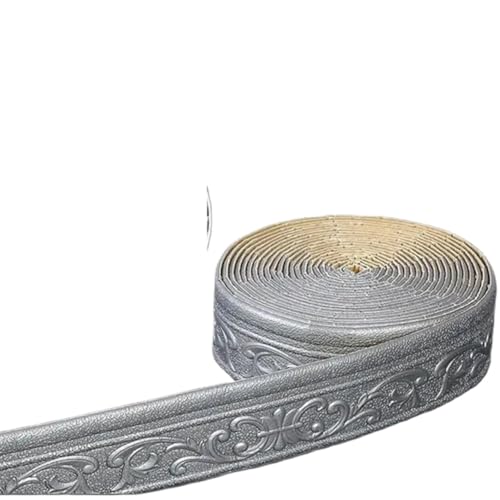 Sockelleistenverkleidung 5 Stück 10 m/Rolle 3D-Wandverkleidungslinie, Sockelleiste, selbstklebende, wasserdichte Fußleiste, Tapete, Wandaufkleber for Raumdekoration(Silver gray) von GIYXHU