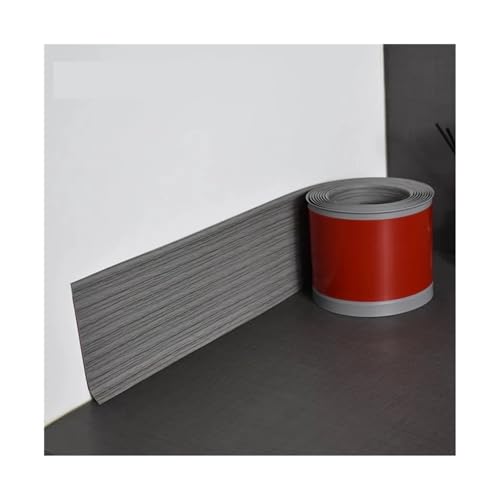 Sockelleistenverkleidung Flexible Sockelleistenleiste for Wandsockel, 16,4 Fuß selbstklebendes Vinyl, Hohlkehlenbasis for Abziehen und Aufkleben, Wandsockelleiste aus Gummi(Gray wood grain) von GIYXHU