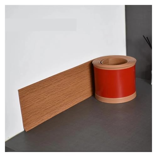Sockelleistenverkleidung Flexible Sockelleistenleiste for Wandsockel, 16,4 Fuß selbstklebendes Vinyl, Hohlkehlenbasis for Abziehen und Aufkleben, Wandsockelleiste aus Gummi(Wood grain brown) von GIYXHU