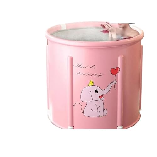 Zusammenklappbare tragbare Badewanne for Erwachsene, Badeeimer mit großer Kapazität, for Badezimmer, Eisbad, Winterdusche, faltbare Badewanne(70X65cm Pink) von GIYXHU