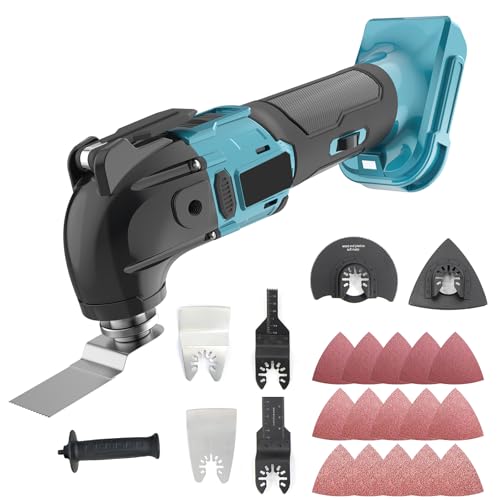 Akku Multifunktionswerkzeug für Makita 18V Akku,Bürstenloses Akku-Multitool mit 22 Zubehör,6 Geschwindigkeit,4 ° Oszillationswinkel,zum Schleifen und Schleifen(Ohne Akku) von GIZCGIAL