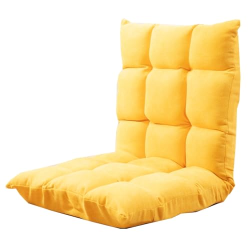 Bodenstuhl Faltbar Bodensessel Gaming Mit 5-Fach Verstellbarer Rückenlehne Faules Sofa Meditationsstuhl Fensterstuhl Klappbare Videospiel-Sessel Für Das Schlafzimmer(Yellow) von GIZNXBA