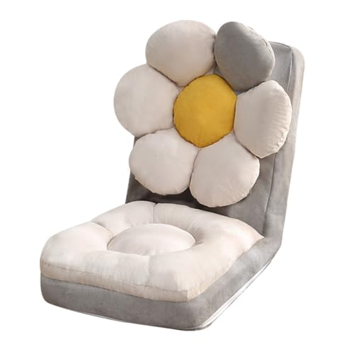 Bodenstuhl Faltbar Bodensessel Gaming Mit 5 Verstellbaren Positionen Meditationsstühle Mit Rückenlehne Weicher Faules Sofa Meditationsstuhl Fensterstuhl Mit Kissen(Grey) von GIZNXBA