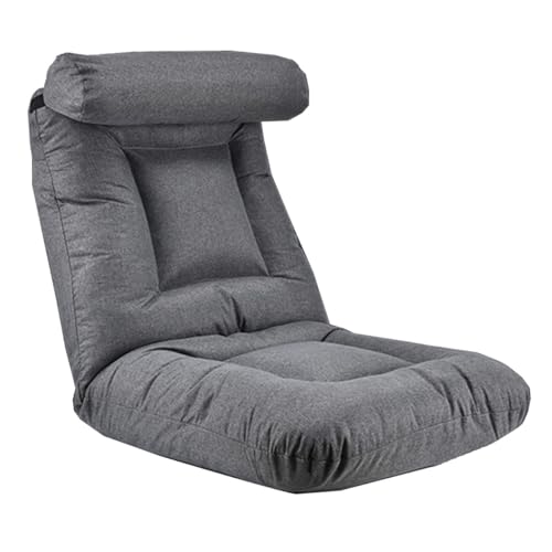 Bodenstuhl Faltbar Mit 6-Fach Verstellbarer Rückenlehne Faules Sofa Meditationsstuhl Fensterstuhl Bodensessel Gaming Für Schlafzimmer, Wohnzimmer Und Innenräume Lesesessel Für Erwachsene(Grey,A) von GIZNXBA