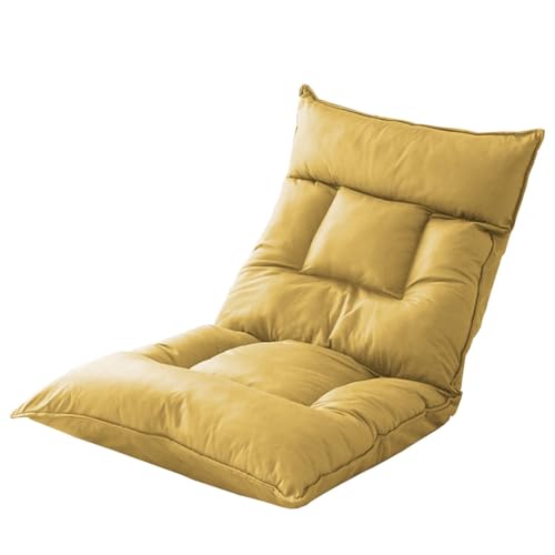 Bodenstuhl Mit Rückenlehne Faltbar Bodensessel Erwachsene 42-Fach Verstellbarer Faules Sofa Meditationsstuhl Fensterstuhl Bodensessel Gaming Für Das Wohnzimmer(Yellow) von GIZNXBA