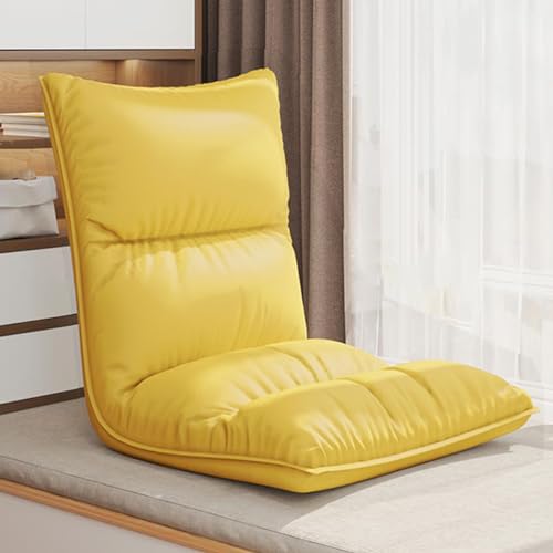 Bodenstuhl Mit Rückenlehne Faltbar Bodensessel Gaming Mit 6 Verstellbaren Positionen Faltbares Schlafsofa Mit Liegefunktion Zum Lesen, Spielen Und Meditieren(Yellow) von GIZNXBA