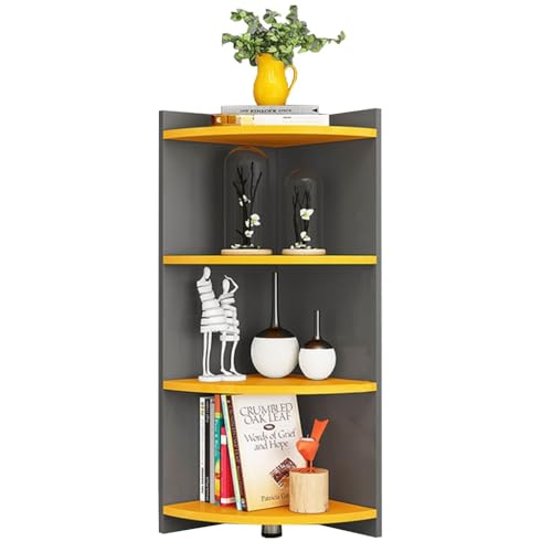 Eck-Bücherregal Aus Holz Modernes Freistehendes Offenes Bücher Regal Schrank Regal Pflanzenständer Holz-Eckschrank Moderner Aufbewahrungs-Organizer Für Wohnzimmer, Büro, Küche(/Gray 30cm,100cm) von GIZNXBA